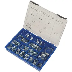 81 Pc Zinc Plated Hose Clip Assortment - 9.5 to 55mm - External Pressed Threads