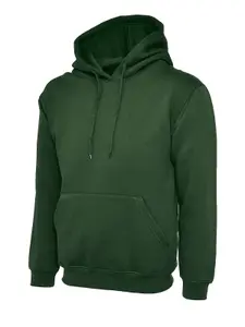 Uneek - Unisex Classic Hooded Sweatshirt/Jumper  - 50% Polyester 50% Cotton - Bottle Green - Size S