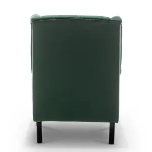 Velvet Bottle Green Wingback Chair