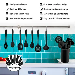 Ebern Designs Jaciya 12 Piece Cooking Utensil Set Black