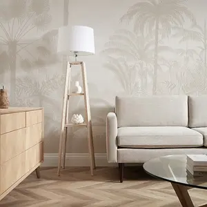 Etched Palms Mural Wallpaper in Neutral (300cm x 240cm)