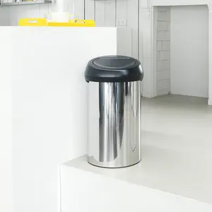 Brabantia 60 Litre Touch Bin Brilliant Steel/Black