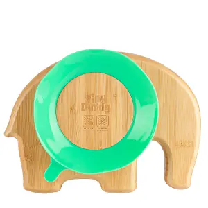 Tiny Dining - Children's Bamboo Suction Elephant Plate - Green