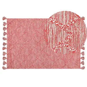 Cotton Area Rug 140 x 200 cm Red NIGDE