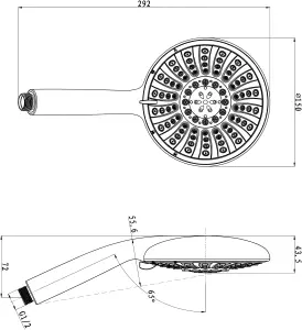 GoodHome Imelda Chrome effect 5-spray pattern Overhead Shower head