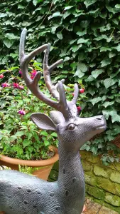 Aluminium Stag Sculpture Garden Ornament with Bronze Finish