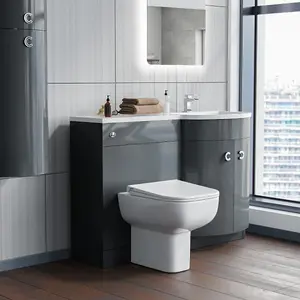 Nes Home Dene RH 1100mm Vanity Basin Unit & Debra Back To Wall Toilet Grey