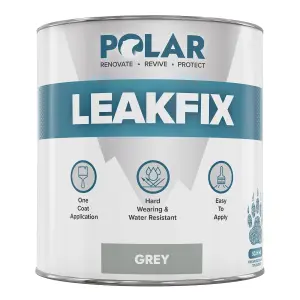 Polar Premium Leak Seal Grey Paint - 1 Litre - Instant Waterproof Roof Sealant - Ideal for Leaks, Cracks & Roof Repair