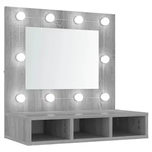 Berkfield Mirror Cabinet with LED Grey Sonoma 60x31.5x62 cm