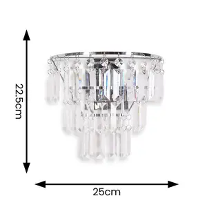 ValueLights Kelsks Pair of - Chrome and Clear Acrylic Jewel Droplet Wall Light - LED Bulbs Included