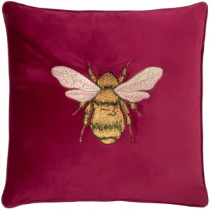 Paoletti Hortus Embroidered Bee Feather Rich Cushion