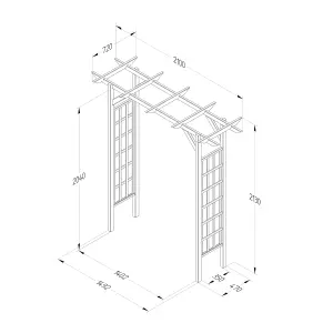 Forest Garden Classic flat top European softwood Arch (H) 213cm x (W) 210cm