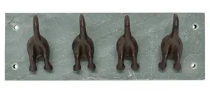 Woodside Cast Iron and Slate Dog Tail 4 Hook Coat Hanger