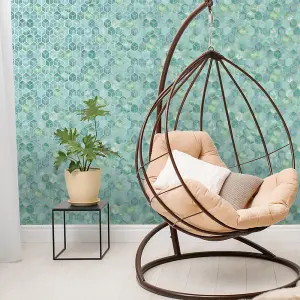 Holden Decor Tafoni Teal Geometric Wallpaper Metallic Gold Modern Paste The Wall