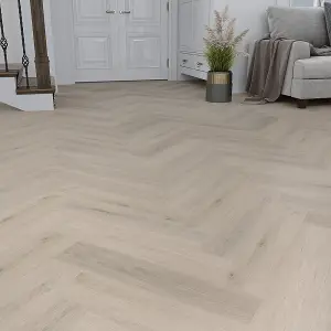 Luxury Flooring Sarna Herringbone Oak Grey Wood Effect Luxury Vinyl Click Flooring LVT - 2.36m2 