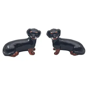 Salt & Pepper Set Dachshund Shape Shaker Pots Animal Theme Ceramic Novelty Gift