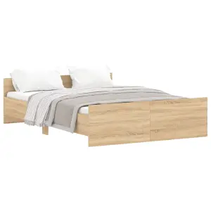 Berkfield Bed Frame with Headboard and Footboard Sonoma Oak 140x190 cm