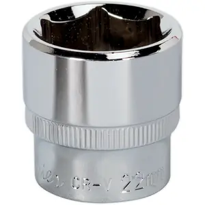 22mm Polished Chrome Vanadium Drive Socket - Durable Forged Steel Construction