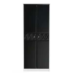 Toledo 2 Door Wardrobe in Deep Black & White (Ready Assembled)