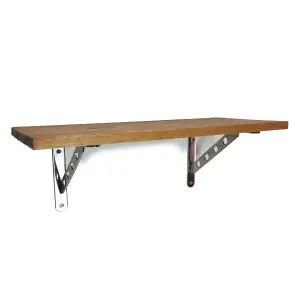 Solid Pine Rustical Shelf Medium Oak with 2406 Bracket 25x90cm