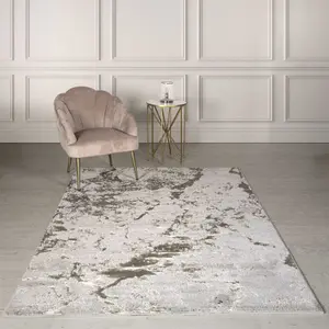 Strata Bronze Grey Champagne Modern Abstract Easy to Clean Rug for Living Room Bedroom and Dining Room-120cm X 170cm