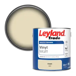 Leyland Trade Vinyl Matt Walls & Ceilings Emulsion Paint Cream (10C31) 2.5L