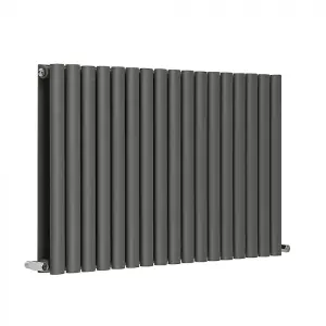 Nes Home Norden 600 x 1003 mm Horizontal Double Oval Tube Anthracite Designer Radiator