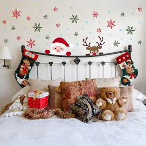 Walplus Snowflakes, Rudolph and Santa Claus Christmas Set Wall Stickers Living room DIY Home Decorations