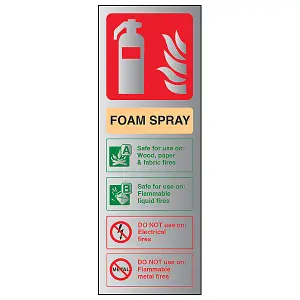 FOAM SPRAY Electric Safe Fire Extinguisher Sign - Vinyl 100x280mm (x3)