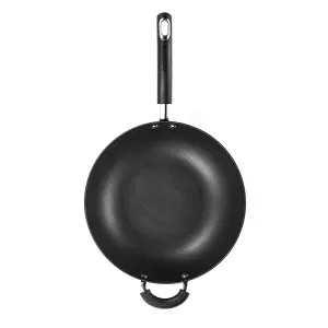 Circulon Total Black Round Hard Anodised Aluminium Non-Stick Stir-Fry Wok Pan with Helper Handle 30cm