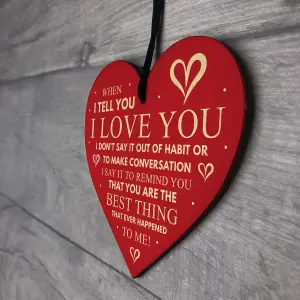 Red Ocean I Love You Best Thing Handmade Wooden Hanging Heart Sign Gift for Your Best Friend Friendship Gift