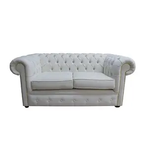 Chesterfield 2 Seater Sofa Settee Pimlico Oyster Real Fabric In Classic Style