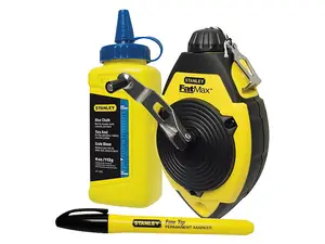 Stanley STA047681 FatMax Chalk Line Set 30m Blue Chalk & Marker Pen STA547681