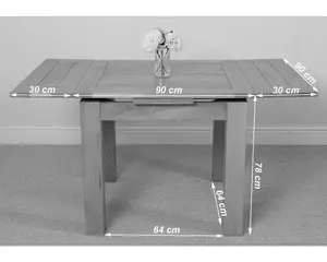 Richmond 90cm - 150cm Square Oak Extending Dining Table and 4 Chairs Dining Set with Yale Chairs