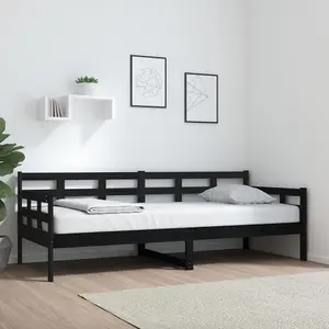 Berkfield Day Bed Black Solid Wood Pine 80x200 cm