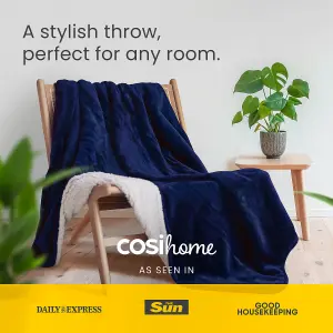 Cosi Home Fleece & Sherpa Electric Heated Throw - Navy