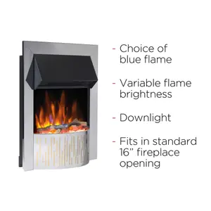 Dimplex Optiflame Gorstan 2kW Chrome effect Electric Fire (H)550mm (W)403mm (D)90mm