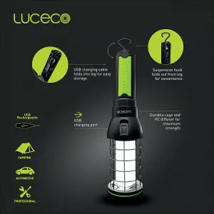 Luceco Multi-Functional Cage Rechargeable 360 Degree Worklight 600LM 6500K - USB Charged