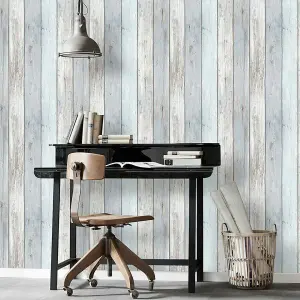 Light Blue Wood Effect Wallpaper Erismann Paste The Wall Textured Vinyl