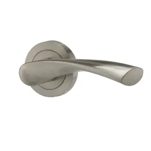 Colours Breage Rose Nickel effect Zamak Latch Door handle (L)121mm, Pair