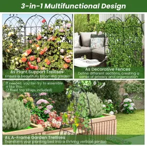 COSTWAY 4 Pack Metal Garden Fence Decorative Outdoor Trellis 180 cm x 50 cm