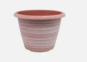 Recycled Plastic Planter Pot - 12" Olympia Stout Terracotta White