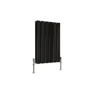 Horizontal Black Double Flat Panel Radiator (H) 600 mm x (W) 408 mm, 2036 BTU.