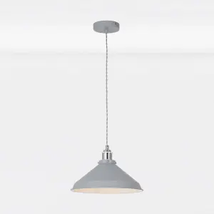 First Choice Lighting Maxwell Flint Grey Chrome Ceiling Pendant Light