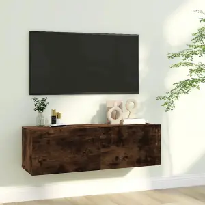 Berkfield TV Wall Cabinet Smoked Oak 100x30x30 cm Engineered Wood