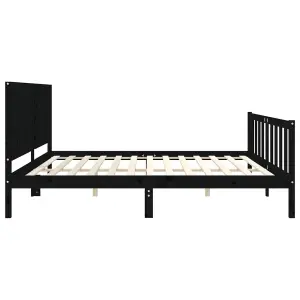 Berkfield Bed Frame with Headboard Black 200x200 cm Solid Wood