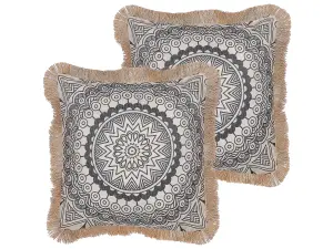 Set of 2 Cushions GERANIUM 45 x 45 cm Oriental Black