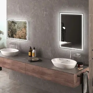 HOMCOM Illuminated Bathroom Mirror with LED Lights 3 Colours Defogging Film