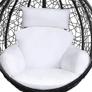 Yaheetech Black Hanging Swing Chair with Cushion Garden Patio Rattan Hammock Chair