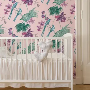 Julien MacDonald Utopia Tropical Floral Pink Wallpaper